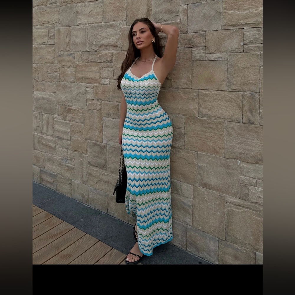 Alba Maxi Dress in Blue and Green